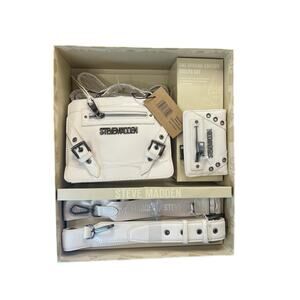 Steve Madden Special Edition White Evelyn Gift Set- Purse, Wallet, 2 bag Straps